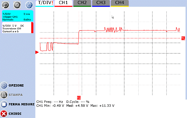 Segnale LIN con filo collegato e scollegato